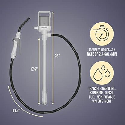 Deway Auto Fuel Transfer Pump, Flow Control Nozzle, D Battery, 2.4 GPM Flow - style: Hand Trigger Nozzle w/ Plastic Hose