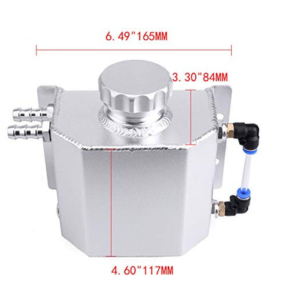 Universal 1L Coolant Overflow Tank, Aluminum Coolant Reservoir Tank, Black - size: 1L-Silver