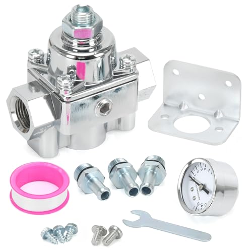 12-804 Adjustable Fuel Pressure Regulator with Gauge, Compatible with Holley and Edelbrock Carburetors, 1-4 PSI, 3/8" NPT, 1-in 2-Out - size: 12-804