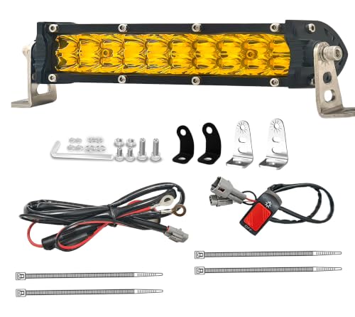 7 Inch Amber Ebike Dirtbike Headlight Kit with12V Wiring Harness and Switch - color: (Amber) Light Bar with 12V Wiring and Switch