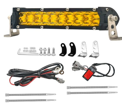 7 Inch Amber Ebike Dirtbike Headlight Kit with12V Wiring Harness and Switch - color: (Amber) Light Bar with 12V Wiring and Switch