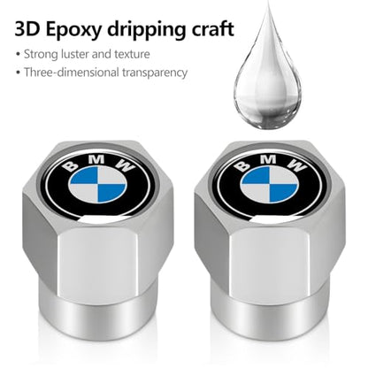 Tire Valve Stem Caps Cover for BMW X1 X3 M3 M5 X1 X5 X6 Z4 3 5 7 Series Metal Wheel Air caps Auto Valve Stem Caps Accessories 4 Pack Silver - color: Silver-03
