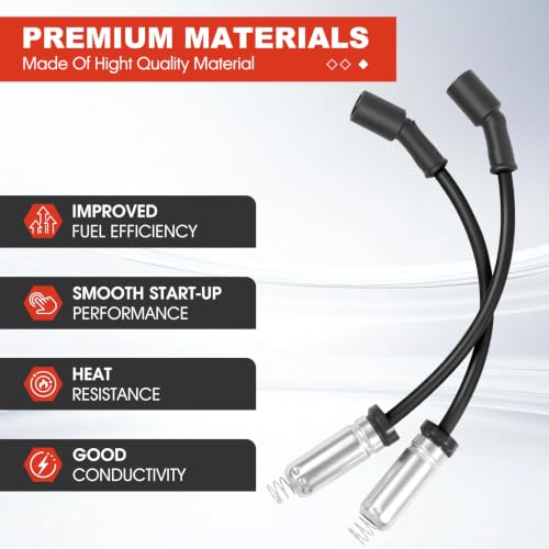 10.2mm High Performance Spark Plug Wire Set Compatible with 1999-2013 Chevy Silverado, GMC Sierra, Tahoe, Suburban, Yukon, Avalanche 4.8L 5.3L 6.0L 6.2L V8, Replaces 9748HH M8-48322