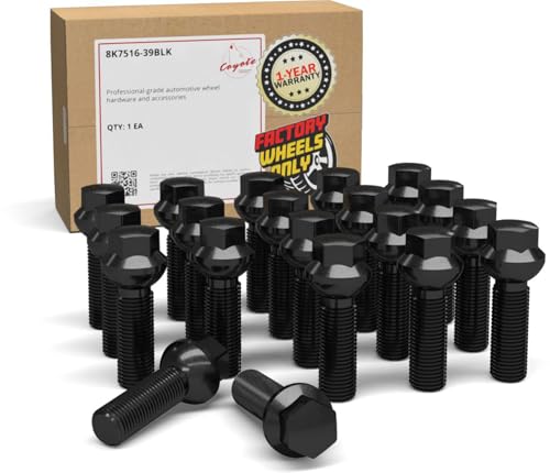 Wheel Accessories Parts 20 Pcs M14 x 1.5 Ball Seat OEM Style Lug Bolt 17mm Hex 39mm Thread Length Black Finish Maybach 57 Maybach 62 ｜ Mercedes-Benz E-Class G-Class G-Class AMG - size: M14 x 1.50, style: Factory Seat - 10/12mm Spacer Length - Black
