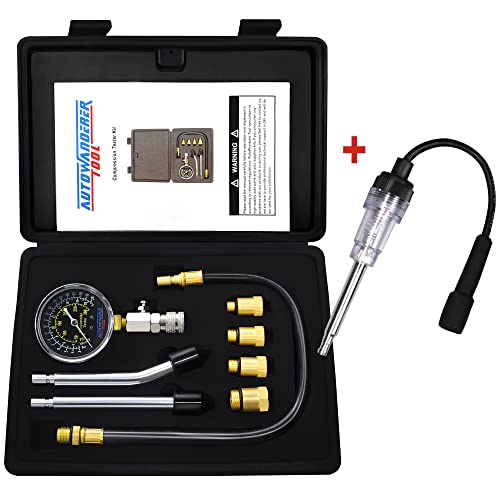 AutoWandererTool 9Pcs Compression Tester with Spark Plug for Small Engine - size: Gauge Set with Spark Plug Tester