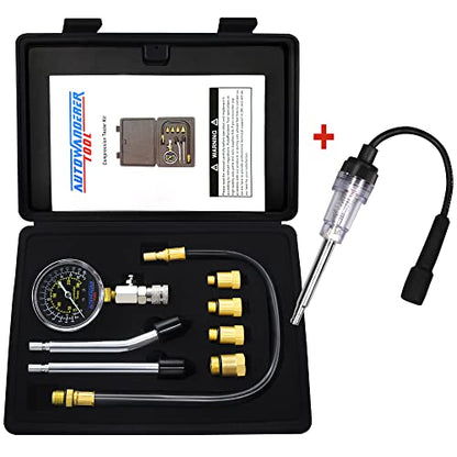 AutoWandererTool 9Pcs Compression Tester with Spark Plug for Small Engine - size: Gauge Set with Spark Plug Tester