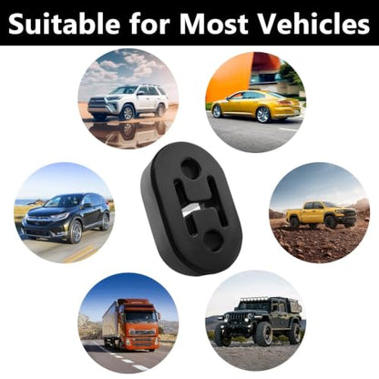 4 Pack Exhaust Rubber Hanger, Rubber Muffler Hangers with 2 Holes 0.47 Inch - color: black-4PCS