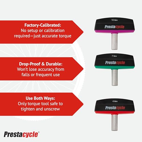 Prestacycle Pro TorqKeys 4Nm T-Handle Torque Limiting Tool – Torque Wrench Bit with Ergonomic Low-Profile Grip, Magnetic 1/4" Hex Bit Retention, Durable Zinc Shaft - size: 4Nm