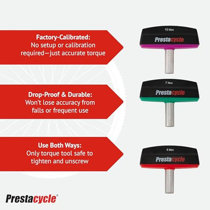 Prestacycle Pro TorqKeys 4Nm T-Handle Torque Limiting Tool – Torque Wrench Bit with Ergonomic Low-Profile Grip, Magnetic 1/4" Hex Bit Retention, Durable Zinc Shaft - size: 4Nm