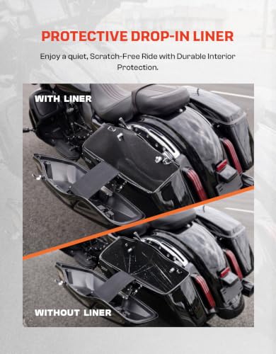 TCMT Hard Saddlebags & Liners Carpet Fit For Harley 2014-2024 - color: Chrome Latches, size: Standard