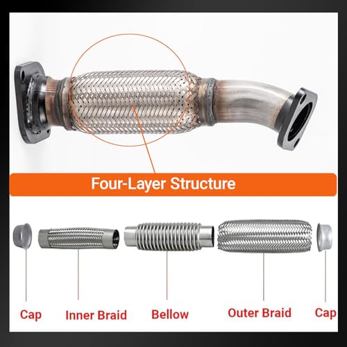 100% Stainless Steel Front Exhaust Flex Pipe For 09-12 Malibu 2.4L 52550 - size: For 2009-2012 Malibu 2.4L