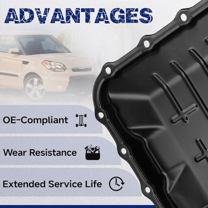 Transmission Oil Pan with Drain Plug, Fit for Hyundai Elantra 2007-2012, Kia Soul 2010-2011, Spectra 2004-2009, 4-Speed Auto Transmission, OE 265-812, 265812, 4528023000, 4528023001, 103212 - size: 265-812