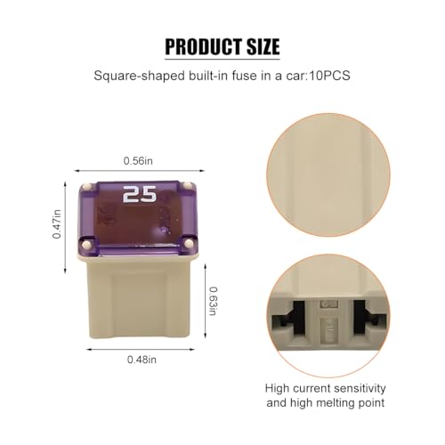 10 Pack 58 V 25 A Low-Profile Micro Cartridge Fuses - color: 25A