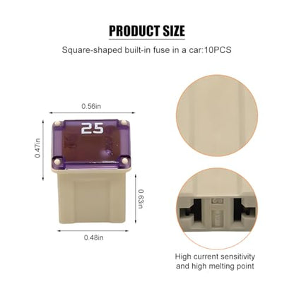 10 Pack 58 V 25 A Low-Profile Micro Cartridge Fuses - color: 25A