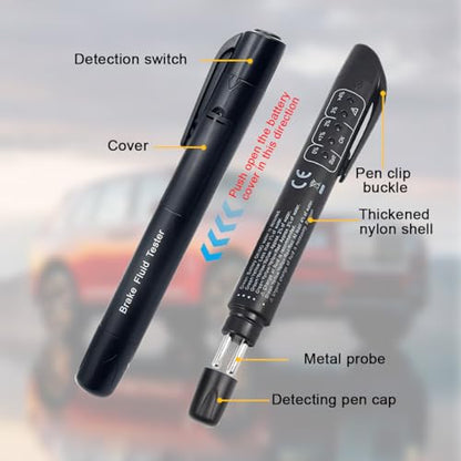 Mandark Car Brake Fluid Liquid Tester Pen, 5 LED Indicators Auto Brake Diagnostic Testing Tool for DOT 3 DOT 4 DOT 5.1 Brake Fluid, Automotive Oil Moisture Analyzer, Universal for Most Vehicles - size: 1 Pc
