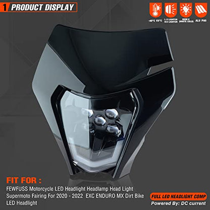 Dirt Bike Led Headlight Motorcycle 2020-2022 Enduro Headlight Kit for EXC EXCF SX SXF XC XCF XCW XCFW (Black-Dual 5) - color: Black-Dual 5