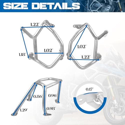 Motorcycle Lower Engine Guard Crash Bars for R1250GS 2018-2024 Stainless Steel Subcage Bumper Body Frame Falling Protector，Silver - color: Silver-Lower