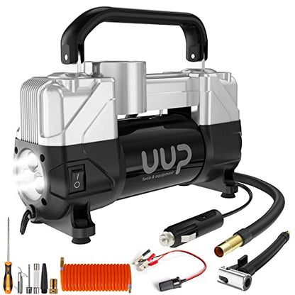 UUP Portable 12V Air Compressor, 150 PSI Tire Inflator with Dual Cylinders - color: Black1