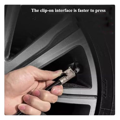 0-220PSI Tire Inflator with Pressure Gauge, 16 BAR Dial Wheel Air Tire Pressure Gauge, Air Compressor Tire Inflator Attachment for Cars Motorcycle Bike