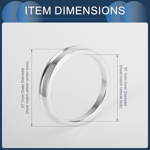 Hub Centric Rings, 57.1mm ID to 67.1mm OD Vehicle Wheel Hubrings Aluminum Alloy, 4 Pcs - size: 57.1mm to 67.1mm