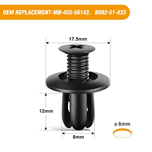 GOOACC 100Pcs Engine-Area Radiator Fender Rocker Clips - color: 100Pcs Rocker Clips 8mm