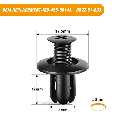 GOOACC 100Pcs Engine-Area Radiator Fender Rocker Clips - color: 100Pcs Rocker Clips 8mm