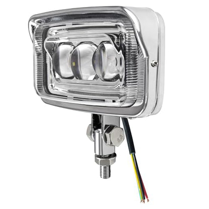 Motorcycle LED Headlight Upgraded Square Front Light With Visor Trim 6.5" x 3.5", Retro High Low Beam Headlamp Bottom Mount Universal Fit Chopper Bobber Cafe Racer Harley Sporsters - Chrome - size: HL-1125-CH