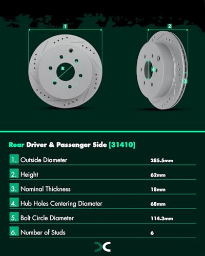 SCITOO Brake Kits,Drilled Slotted Brake Rotors Ceramic Disc Brake Pads Set - size: 31412+D1094 & 31410+D1100 [4+8PCS]