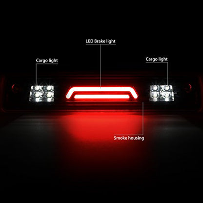 DNA MOTORING 3BL-COLO15-3D-LED-BK-SM Black Housing 3D LED Third Tail Brake Light [Compatible with 15-18 Colorado/Canyon] - color: Black Smoke