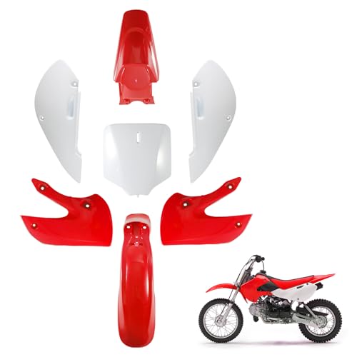 ABS Plastics Kit for Kawasaki KLX110 2002-2013, KX65 2000-2013 - color: Red & White