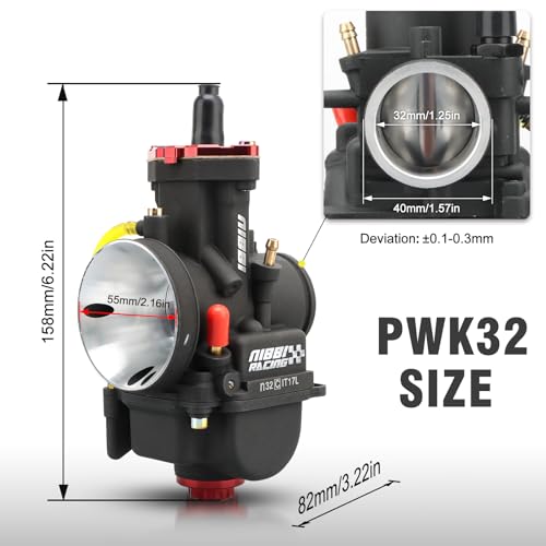 NIBBI Carburetor PWK32 fit Motorcycle Engine with 32mm Carb Jets for DirtBike MiniBike PitBike GY6 ATV - size: PWK32MM