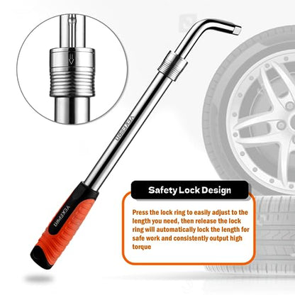 Extendable Lug Wrench with Flip Sockets, 4-in-1 Tire Tool Set - size: 20.7in(17/19mm,21/22mm)