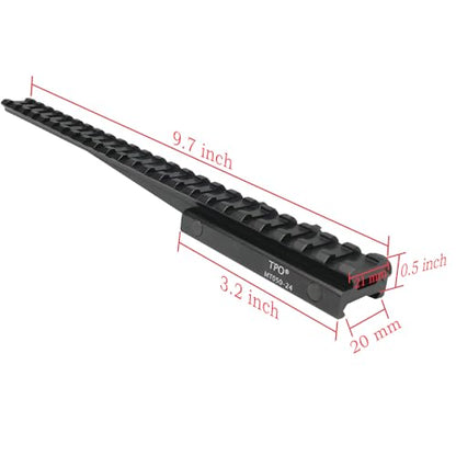 24-Slot Picatinny Rail Riser Mount (1"/0.83"/0.5" Height), 10" Length Flat Top Mount Adapter and Optics Riser Mount - style: Low - 0.5"
