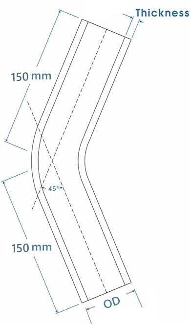 Aluminum Pipe Tube Intercooler Hose 45 Degree 25mm(1"), 6061 Aluminu Air Intake Tube, Length 5.9" (150mm) One Leg, Thickness 2 mm - size: OD25(1"), style: 45 Degree