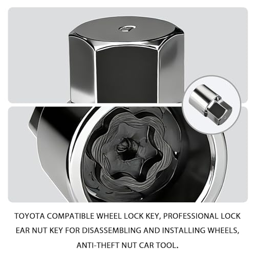 D-Wheel Locking Lug Nut Removal Tool Key for Toyota, Professional Anti-Theft Lock Nut Remover Socket, Lost Wheel Lock Key Replacement for Tacoma, Camry, Corolla, Tundra, Automotive Tools