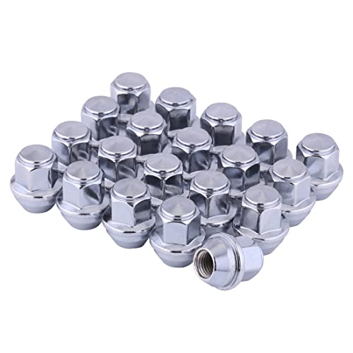 M12x1.5 Lug Nuts Chrome Lug Nut M12-1.50 Acorn 12x1.5 One-Piece Design 19mm Hex 32mm Long Set of 20 Fits for 2001-2019 Ford Escape, 2012-2018 Focus, 2006-2019 Fusion Factory Wheels