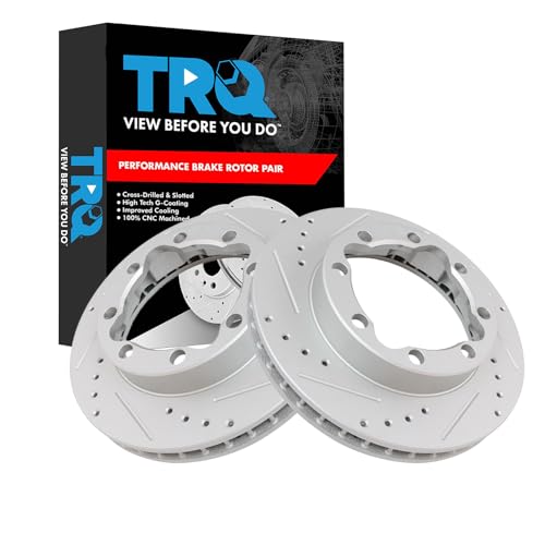 TRQ Performance Front Brake Rotor Set Coated Drilled Slotted - style: BRA74661
