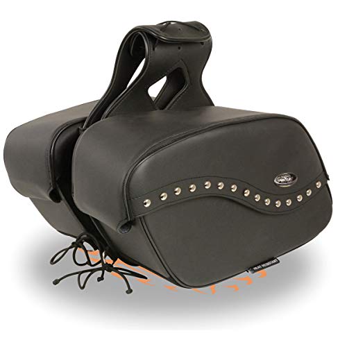 Motorcycle Genuine Leather Waterproof Saddlebag Luggage with Gun Holster inside Brown & Blk Stud/Non Stud (Black Cruiser Style Non Leather, Studed Non Leather) - color: Black Cruiser Style Non Leather, style: Studed Non Leather
