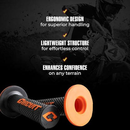 Circuit Equipment - Circuit V Motorcycle Grip - Internal Lock, Polymer and Full Diamond Texture - Black/Fluor Blue - Off-Road and Dual-Sport Use