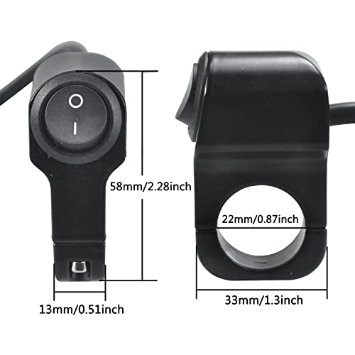 HOLATO 7/8'' Handlebar On Off Toggle Switch for 12v ATV Motorcycle Dirt Bike Motorized Bicycle Mini Bike Scooters Ebike Led Headlight Running Light Electrical System Aluminum Alloy Waterproof 1 Pcs