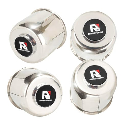 RTrhinotuning 4.88" Floating Wheel Center Caps Stainless Steel Self-Leveling Emblem Trailer Hub Caps Push Through Truck Rim Center Caps Chrome 4.47" Height 4 PCS - color: Chrome, size: 4.88" Center Hole, 4.47" Height