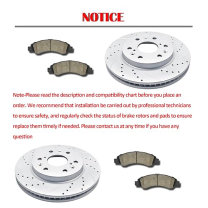 Acinoparts Front and Rear Brake Kit for 2011-2019 Chevy Silverado 2500 HD - size: ABK5519155192