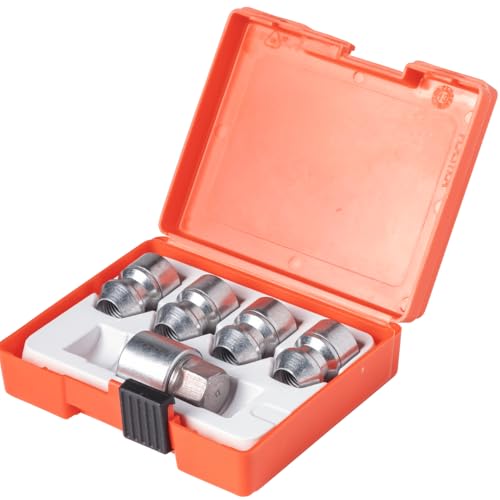 Farad H1/E Galvanized Silver Lug Nut Wheel-Locks Kit Suitable for Hyundai Palisade (M12 X 1.5 Thread Size) - Set of 4 Lug Nuts + 1 Key