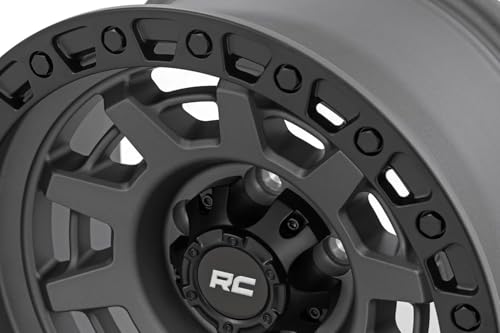 Rough Country 85 Series 17x9 Wheel - 8x170mm, 12mm Offset, Gunmetal Gray with Black Simulated Beadlock, One-Piece Aluminum Off-Road Wheel