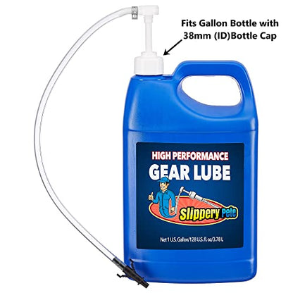 Slippery Pete - Fluid Pump for Wide-Mouth Quart Bottles - 8cc per Pump Stroke and 3rd Hand Adapter, Transfer Gear Oil, Transmission and Differential Fluid (38mm) - size: 38mm