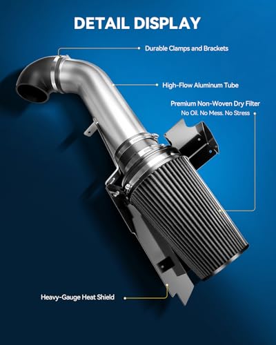 PHILTOP 4" Cold Air Intake Kit Fit for 2000-2006 Chevrolet Suburban 1500 - color: Black, size: 2002-2007 Chevrolet Silverado 1500 4.8L/5.3L