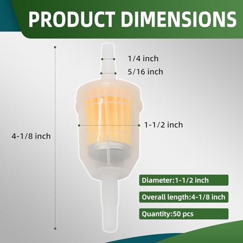 Fuel Filter Gas InlineCompatible with Small Tractors Lawn Movers