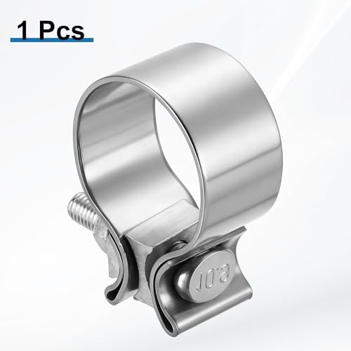 HARFINGTON 410 Stainless Steel Exhaust Clamp 1.89" Butt Joint Narrow Band Muffler Seal Exhaust Narrow Lap Butt Clamps for Pipes Mufflers Converters System Repair, Silver - size: Range 48-55 mm, Band Width 30mm