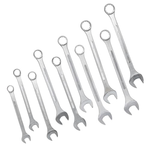 Jumbo Combination Wrench Set, 10-Piece Metric (34-50mm), Chrome Plated, Green Storage Bag - Most Complete Metric, INCLUDES 44mm & 45mm for Better Coverage, Chrome Professional - color: 10-piece Metric (34-50mm), Chrome