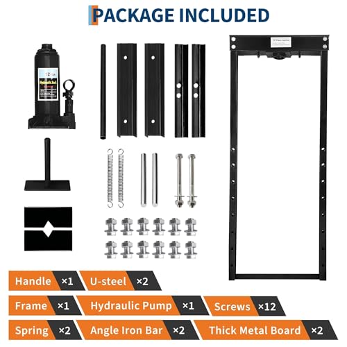 12T Hydraulic Press, Heavy-Duty h-Frame Garage Floor Hydraulic Shop Press - color: Black ( With Gloves）